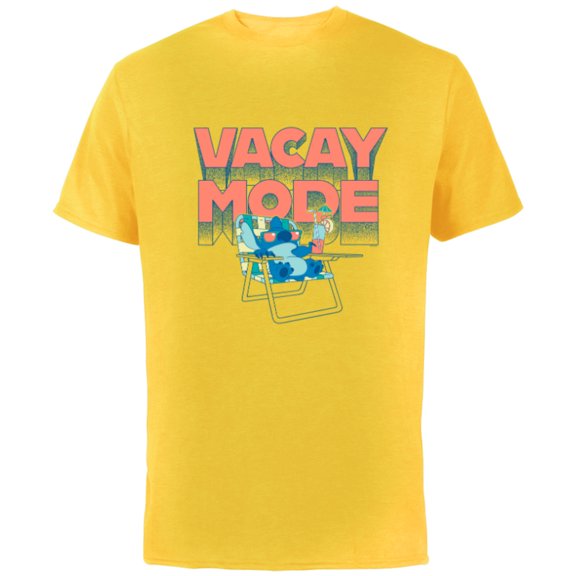 Disney Lilo & Stitch Vacay Mode - Short Sleeve Cotton T-Shirt for Adults - Customized-Yellow
