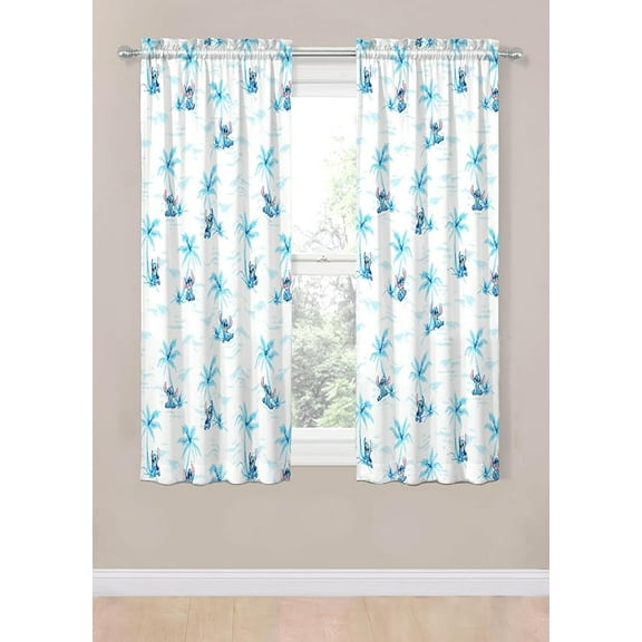 Disney Lilo & Stitch Watercolors 2 Panels Blackout Curtains Set, 63 Inch Long