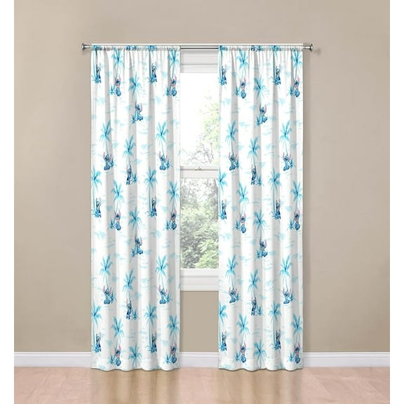 Disney Lilo & Stitch Watercolors 2 Panels Blackout Curtains Set, 84 Inch Long