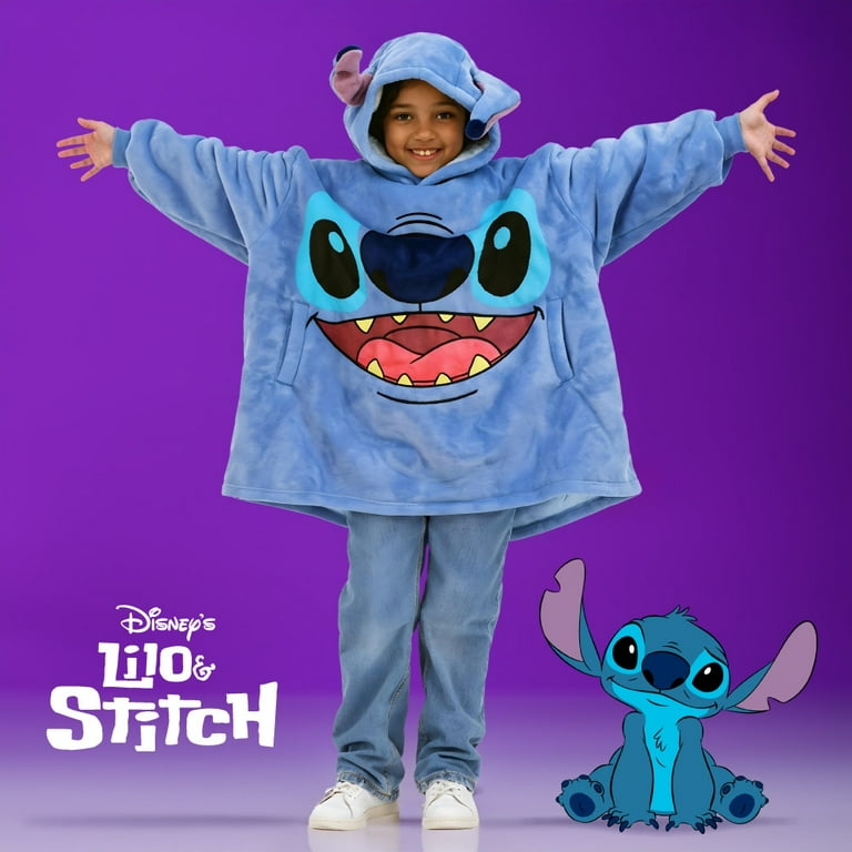 Disney Lilo Stitch Wavy Big Hoodie for Kids Oversized Pullover Blanket Hoodie Wearable Sweater Blanket Size One Size