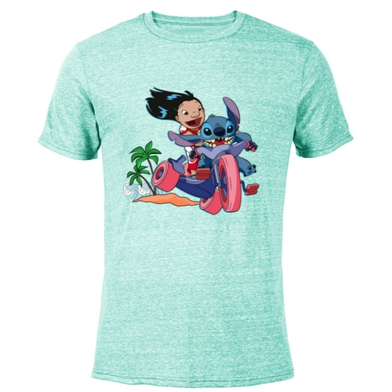 Disney Lilo & Stitch Wild Ride - Short Sleeve Blended T-Shirt for Adults - Customized-Ocean Blue