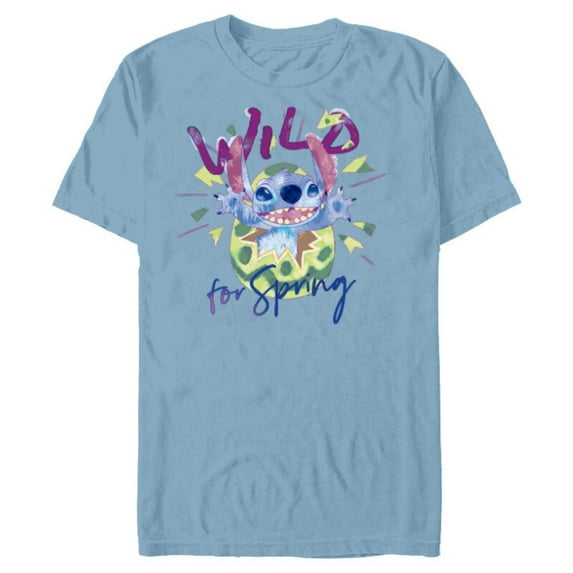 Disney Lilo & Stitch Wild for Spring Easter - Short Sleeve Blended T-Shirt for Adults - Customized-Ocean Blue