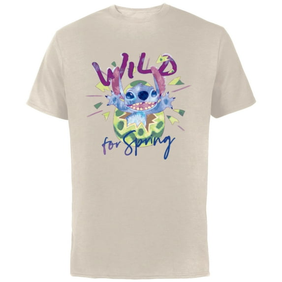 Disney Lilo & Stitch Wild for Spring Easter - Short Sleeve Cotton T-Shirt for Adults - Customized-Natural