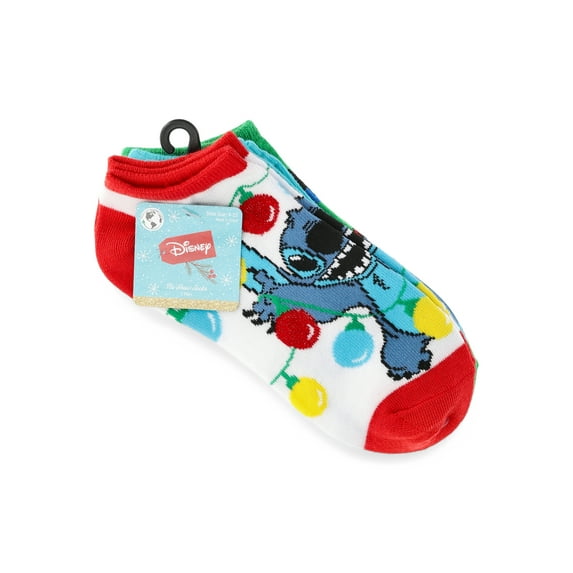 Disney Lilo & Stitch Women's Holiday No-Show Socks, 3-Pack, Size 4-10