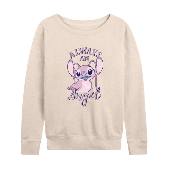 Disney - Lilo & Stitch Women's Lightweight French Terry Wide Neck Long Sleeve Graphic Shirt
