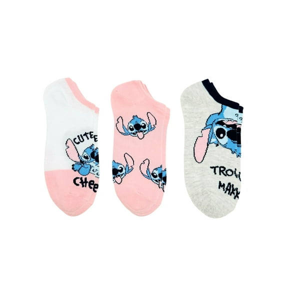 Disney Lilo & Stitch, Women's No-Show Socks, 3-Pack, Size 4-10