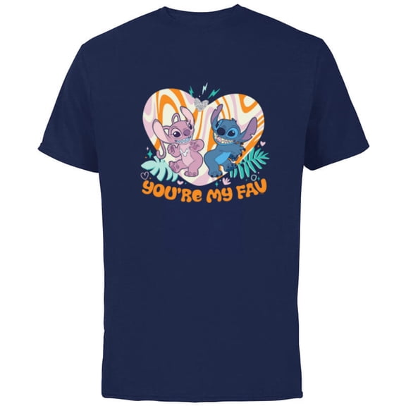 Disney Lilo & Stitch You’re My Fave - Short Sleeve Cotton T-Shirt for Adults - Customized-Navy