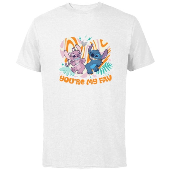 Disney Lilo & Stitch You’re My Fave - Short Sleeve Cotton T-Shirt for Adults - Customized-White