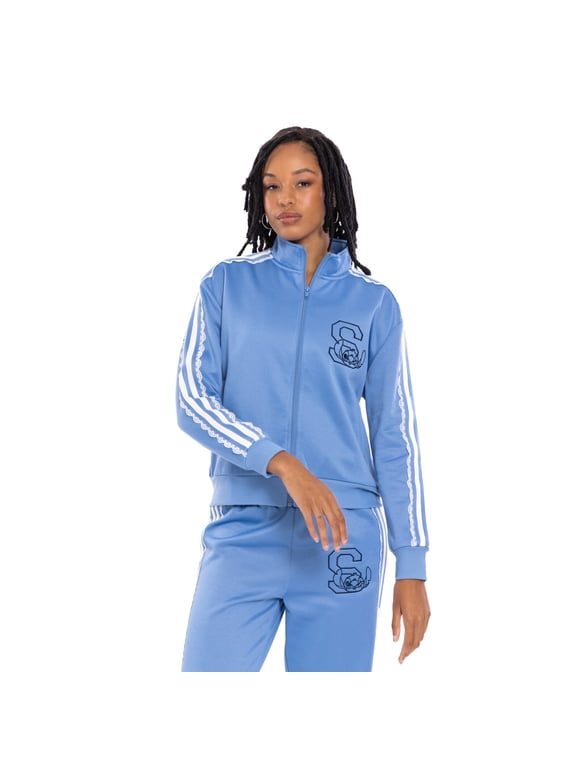 Lilo & Stitch Women's Athletic Zip-Up Track Jacket Light Blue