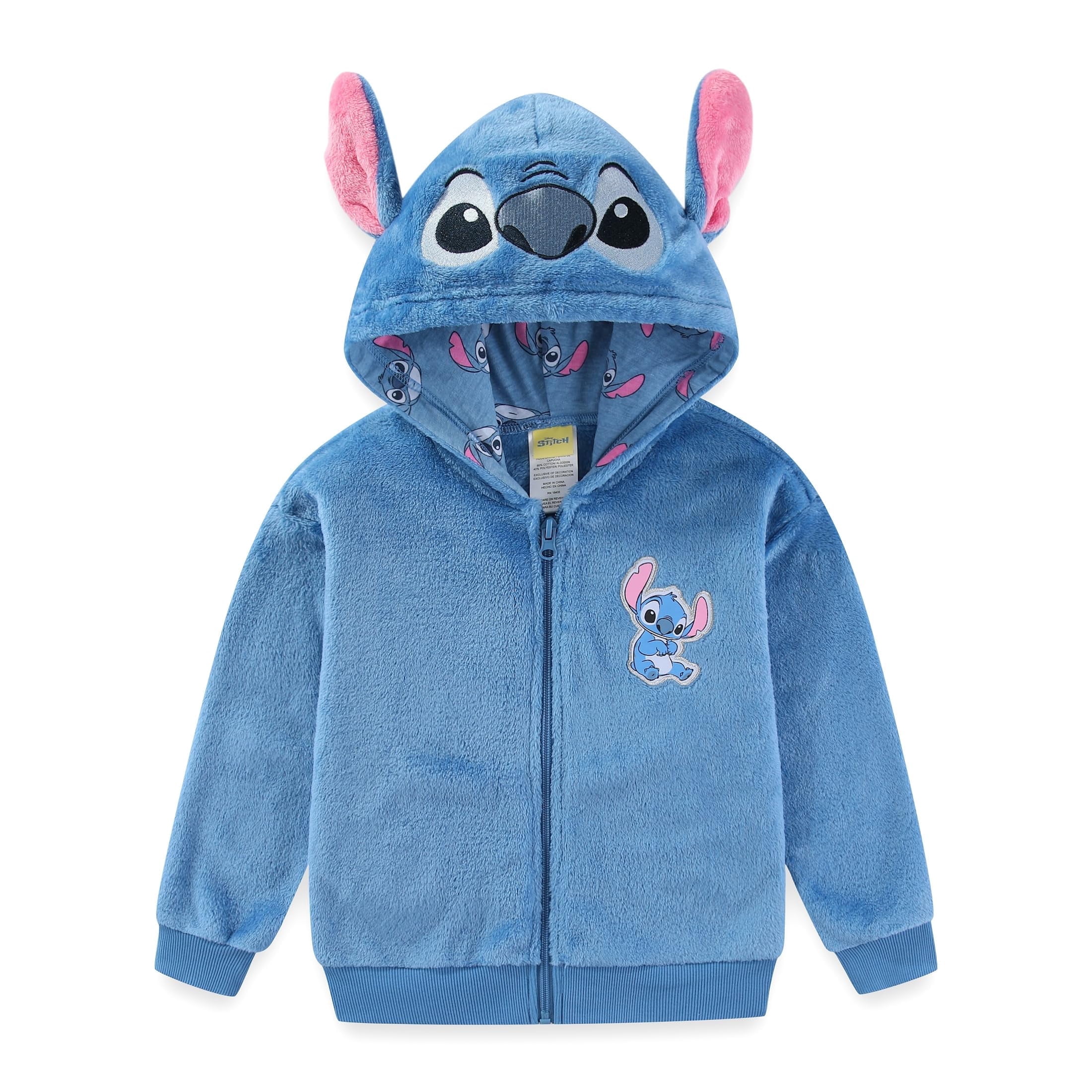 Disney Lilo & Stitch Zip Up Wubby Fleece Hoodie with Ears (Girls