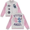 thumbnail image 1 of Disney Lilo,Stitch and Angel Varsity Bomber Jacket - Little and Big Girl Sizes 4-16, Light Grey/Pink, 10-12, 1 of 8