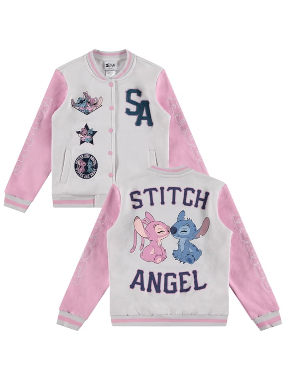 Lilo,Stitch and Angel Varsity Bomber Jacket - Little and Big Girl Sizes 4-16