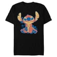 thumbnail image 1 of Disney Lilo & Stitch in Hawaiian Floral Print - Short Sleeve Blended T-Shirt for Adults - Customized-Black, 1 of 5