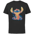 thumbnail image 1 of Disney Lilo & Stitch in Hawaiian Floral Print - Short Sleeve Cotton T-Shirt for Adults - Customized-Black, 1 of 5