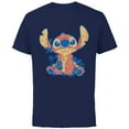 thumbnail image 1 of Disney Lilo & Stitch in Hawaiian Floral Print - Short Sleeve Cotton T-Shirt for Adults - Customized-Navy, 1 of 5