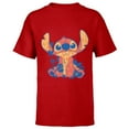 thumbnail image 1 of Disney Lilo & Stitch in Hawaiian Floral Print - Short Sleeve T-Shirt for Kids - Customized-Red, 1 of 5