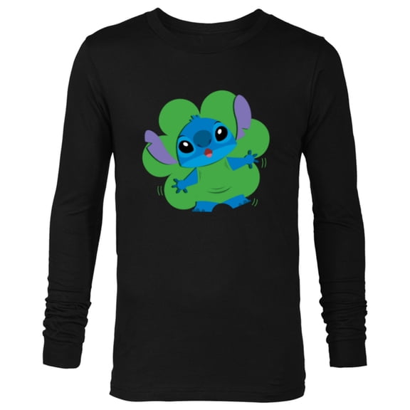 Disney Lilo & Stitch in Shamrock Happy St Patrick’s Day - Long Sleeve T-Shirt for Men - Customized-Black