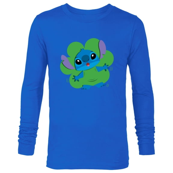 Disney Lilo & Stitch in Shamrock Happy St Patrick’s Day - Long Sleeve T-Shirt for Men - Customized-Navy