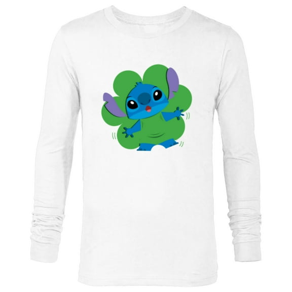 Disney Lilo & Stitch in Shamrock Happy St Patrick’s Day - Long Sleeve T-Shirt for Men - Customized-White