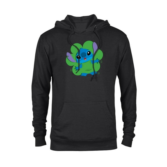 Disney Lilo & Stitch in Shamrock Happy St Patrick’s Day - Pullover Hoodie for Adults - Customized-Black