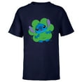 thumbnail image 1 of Disney Lilo & Stitch in Shamrock Happy St Patrick’s Day - Short Sleeve T-Shirt for Kids - Customized-Navy, 1 of 5