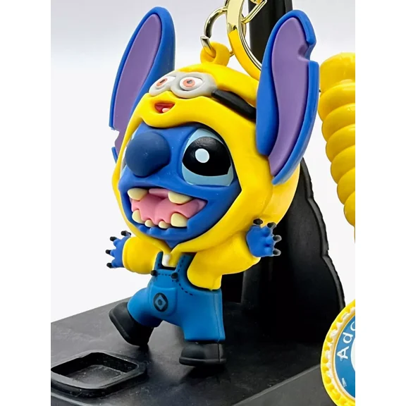 Disney Lilo & Stitch w/ Minions Hoodie PVC Keychain with keyring