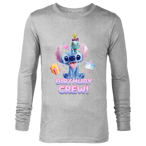 Disney Lilo & Stitch with Scrump Big Shiny Birthday Crew - Long Sleeve T-Shirt for Men - Customized-Athletic Heather