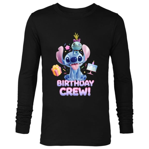 Disney Lilo & Stitch with Scrump Big Shiny Birthday Crew - Long Sleeve T-Shirt for Men - Customized-Black