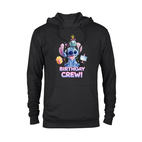Disney Lilo & Stitch with Scrump Big Shiny Birthday Crew - Pullover Hoodie for Adults - Customized-Black