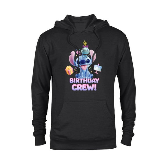 Disney Lilo & Stitch with Scrump Big Shiny Birthday Crew - Pullover Hoodie for Adults - Customized-Black