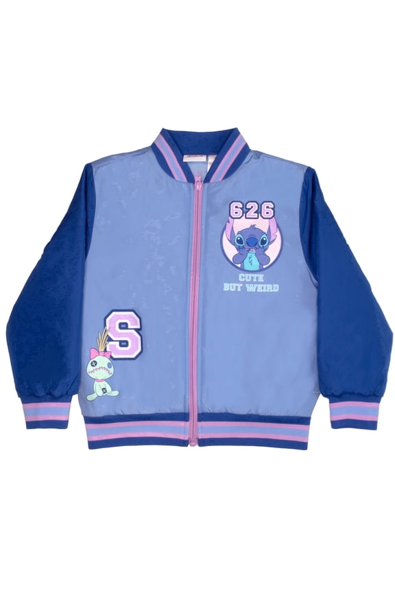 Lilo and Stich Character Girls Zip Up Bomber Jacket for Kids (Size 4-16)