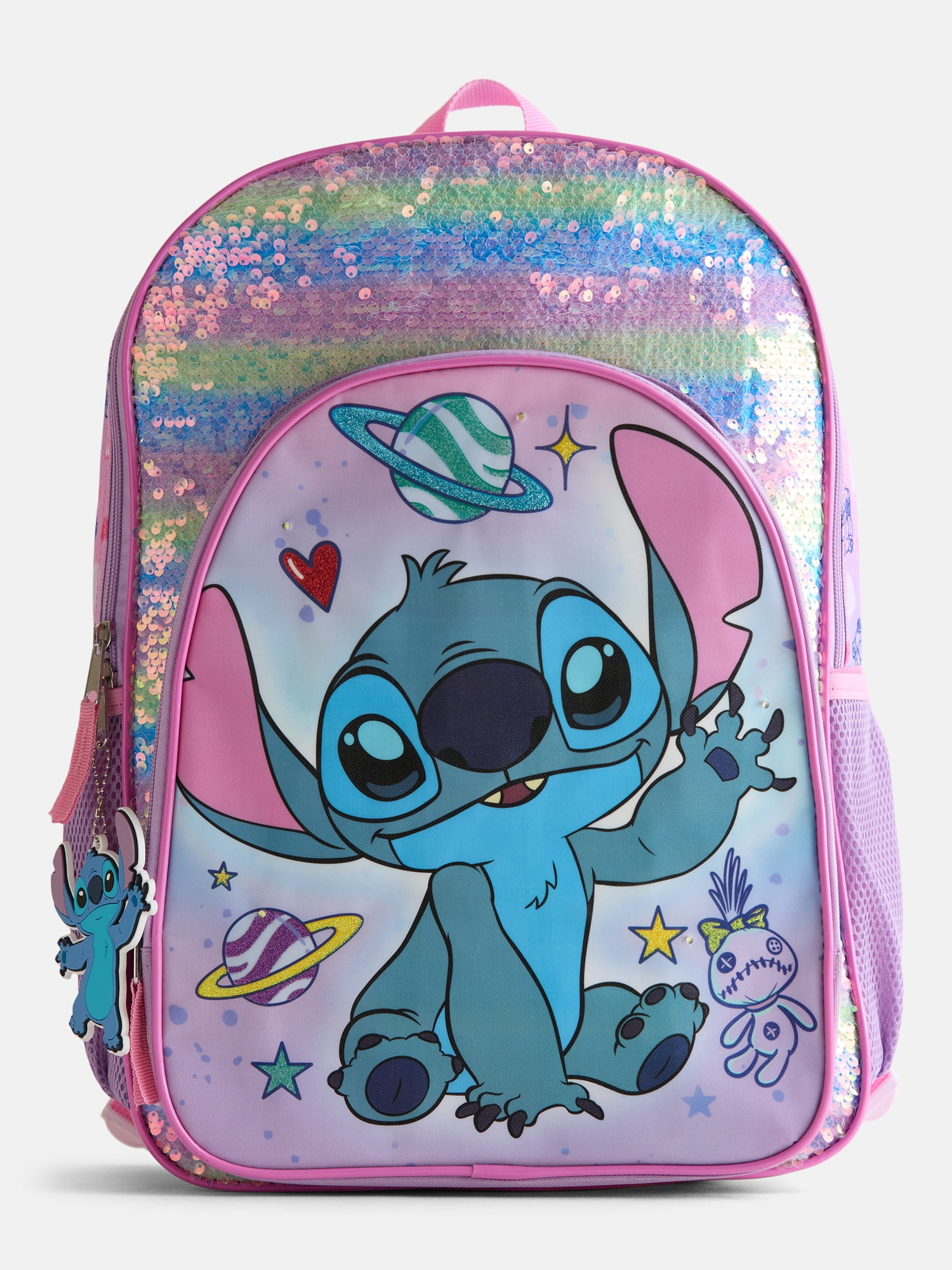 Lilo & Stitch Girls 17" Rainbow Sequined Light Up Backpack