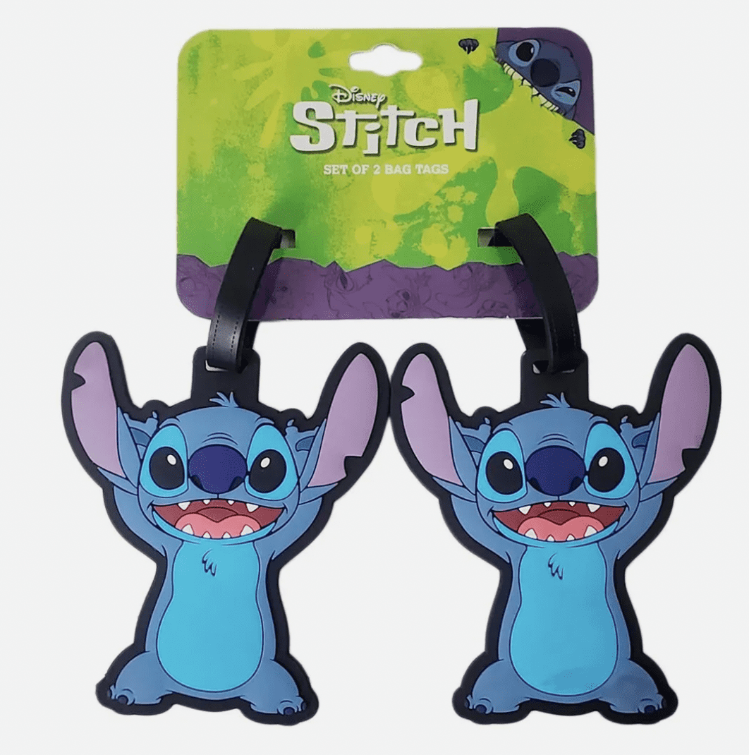Disney Lilo and Stitch 2-Piece Suitcase ID Tag Set with Adjustable Straps, Blue