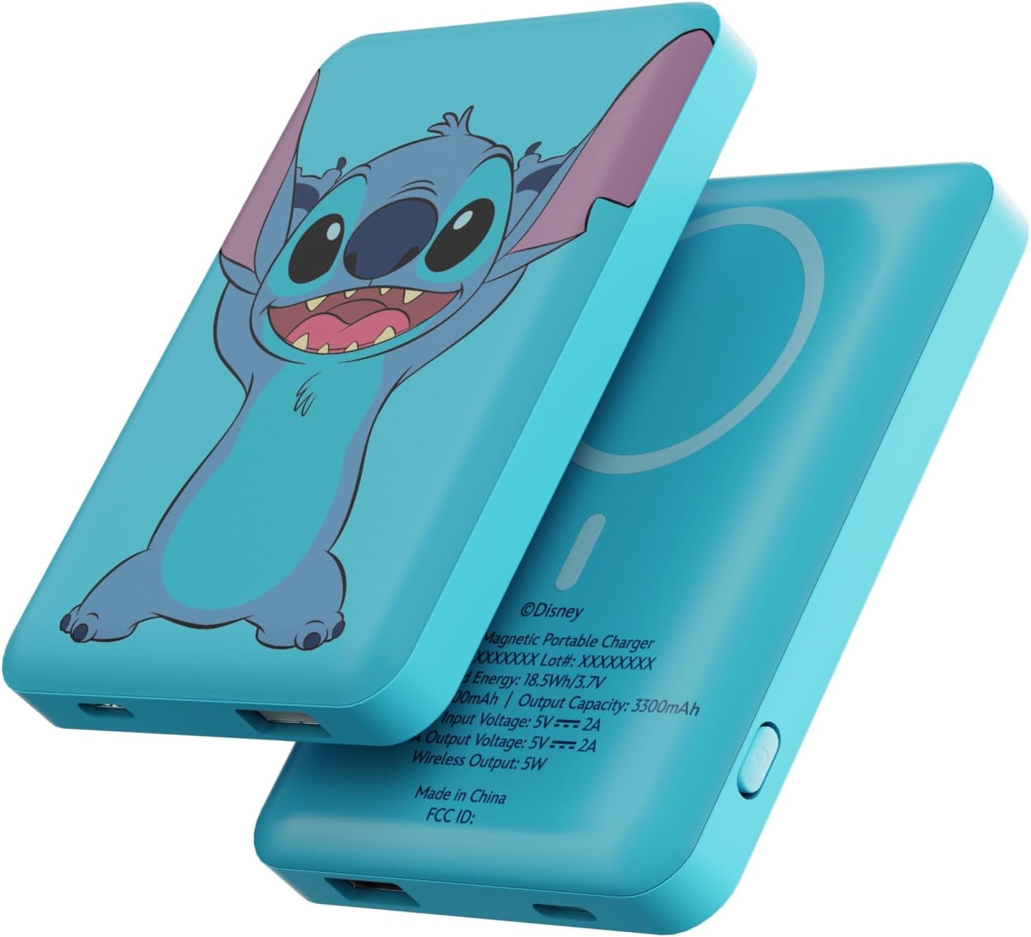 Disney Lilo and Stitch 5000mAh MagSafe Compatible Power Bank, Portable Charger with USB Option