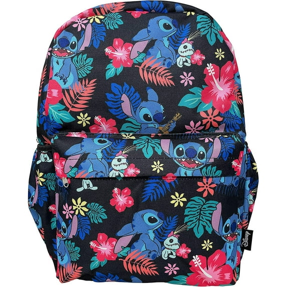 Disney Lilo and Stitch Allover Print 16 inch Girls Large School Backpack, girls, kid, adult, black