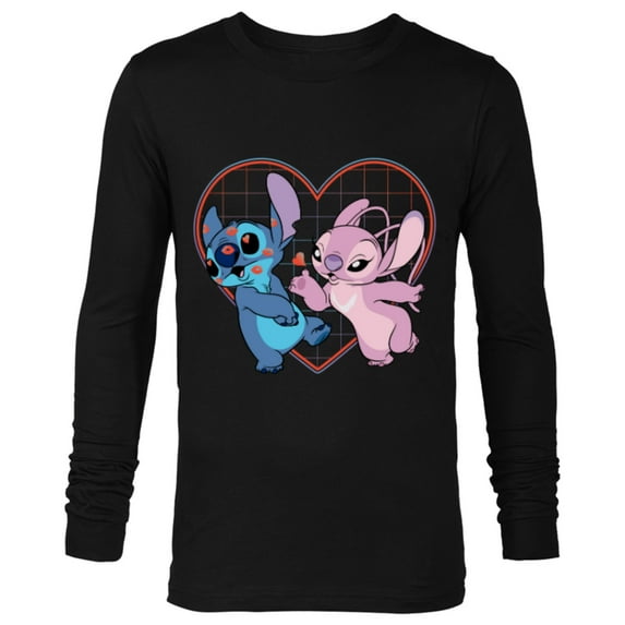 Disney Lilo and Stitch Angel Heart Kisses - Long Sleeve T-Shirt for Men -Customized-Black