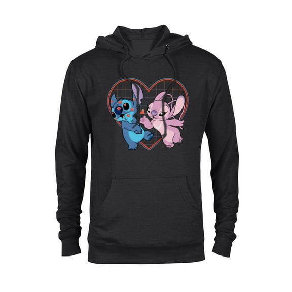 Disney Lilo and Stitch Angel Heart Kisses - Pullover Hoodie for Adults -Customized-Black