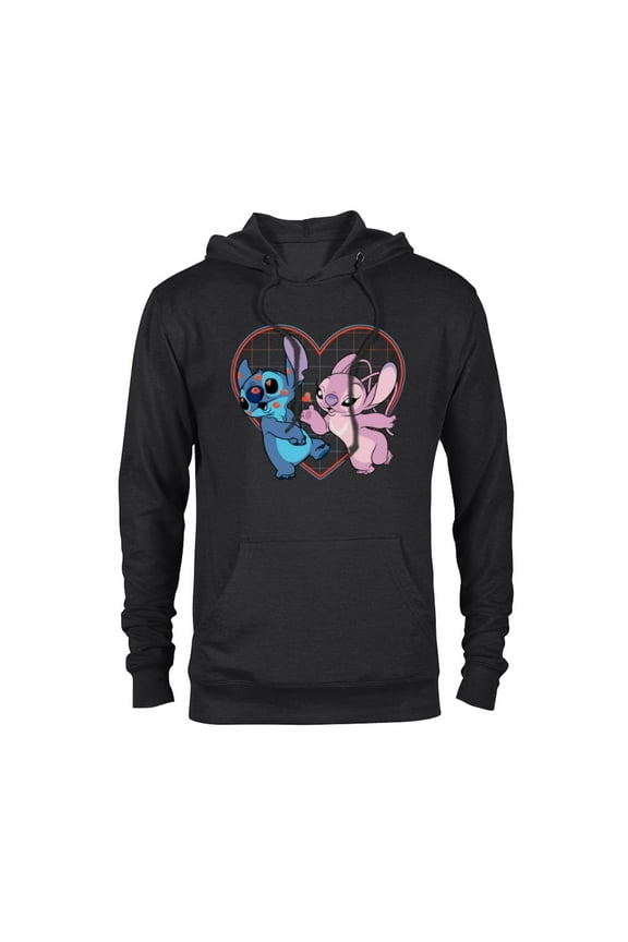 Lilo and Stitch Angel Heart Kisses - Pullover Hoodie for Adults -Customized-Black