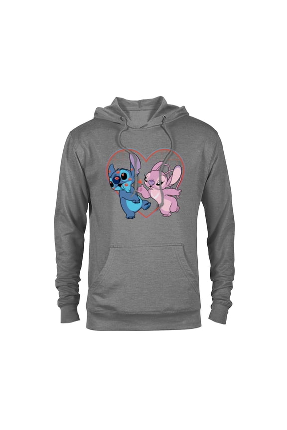 Lilo and Stitch Angel Heart Kisses - Pullover Hoodie for Adults -Customized-Graphite Heather