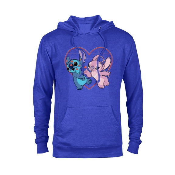 Disney Lilo and Stitch Angel Heart Kisses - Pullover Hoodie for Adults -Customized-Royal Heather