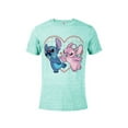 thumbnail image 1 of Disney Lilo and Stitch Angel Heart Kisses - Short Sleeve Blended T-Shirt for Adults -Customized-Celadon Snow Heather, 1 of 4