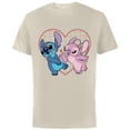 thumbnail image 1 of Disney Lilo and Stitch Angel Heart Kisses - Short Sleeve Cotton T-Shirt for Adults -Customized-Natural, 1 of 5