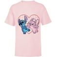 thumbnail image 1 of Disney Lilo and Stitch Angel Heart Kisses - Short Sleeve T-Shirt for Kids -Customized-Soft Pink, 1 of 5
