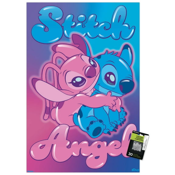 Disney Lilo and Stitch - Angel and Stitch Hug Wall Poster with Pushpins, 22.375" x 34"