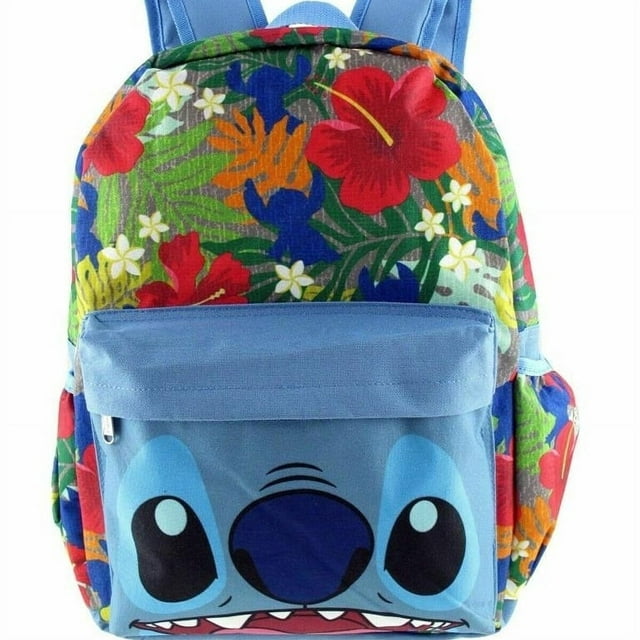 Disney Lilo and Stitch Backpack 16" Canvas Big Face Large All over Print - New with box/tags
