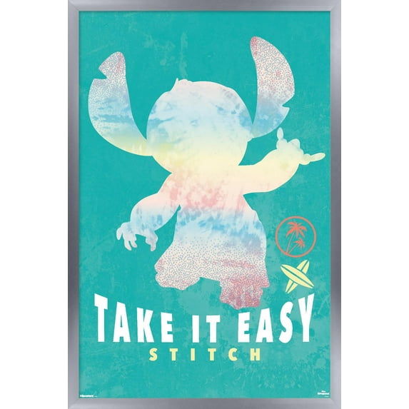 Disney Lilo and Stitch: Beach Vibes - Take It Easy Wall Poster, 22.375" x 34" Framed