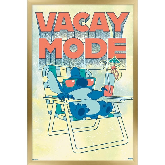 Disney Lilo and Stitch: Beach Vibes - Vacay Mode Wall Poster, 22.375" x 34" Framed