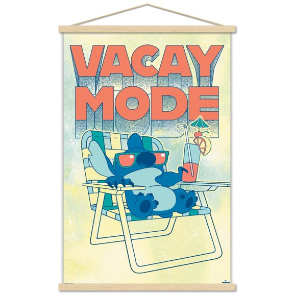 Disney Lilo and Stitch: Beach Vibes - Vacay Mode Wall Poster with Magnetic Frame, 22.375" x 34"