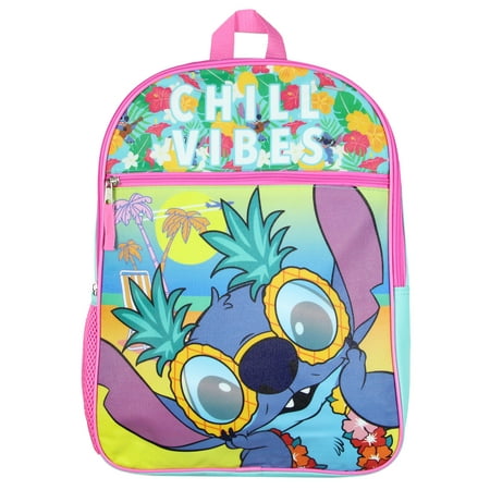 Disney Lilo and Stitch Chill Vibes Tropical 16" School Travel Backpack