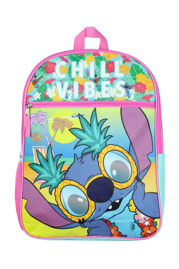 Disney Lilo and Stitch Chill Vibes Tropical 16" School Travel Backpack